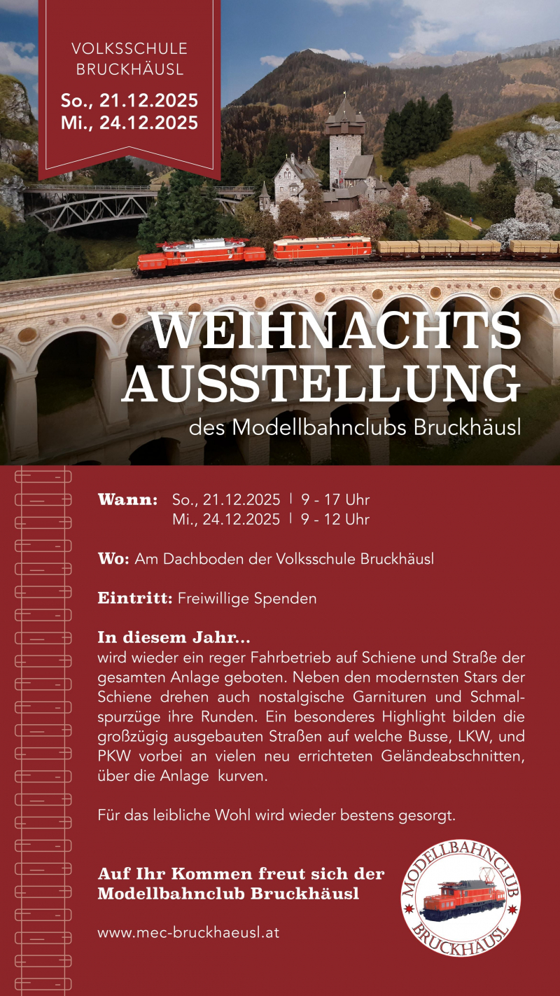 Weihnachtsausstellung des Modellbahnclubs Bruckhäusl
