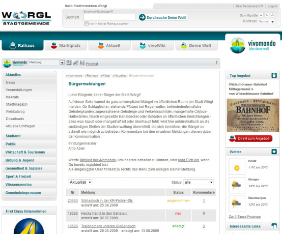 Modul Bürgermeldungen Modul Bürgermeldungen
