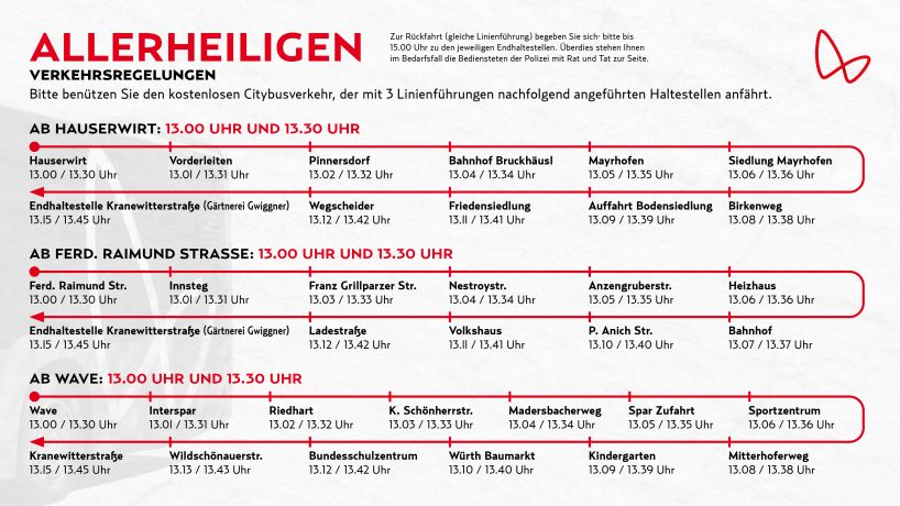 Busfahrplan zu Allerheiligen Busfahrplan zu Allerheiligen