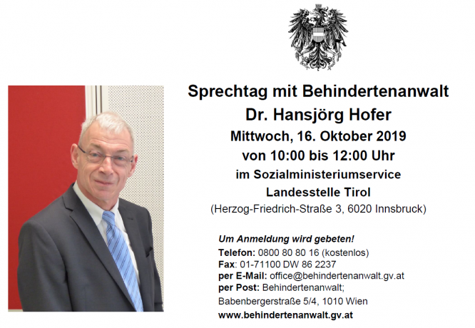 Sprechtag mit Behindertenanwalt