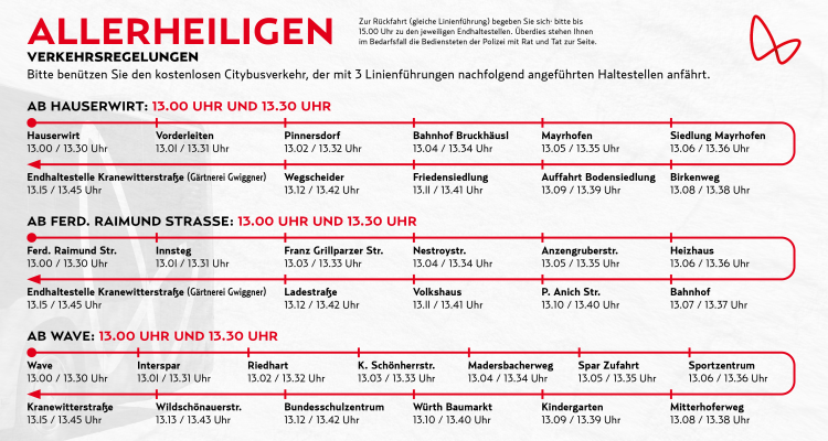 Busfahrplan zu Allerheiligen Busfahrplan zu Allerheiligen