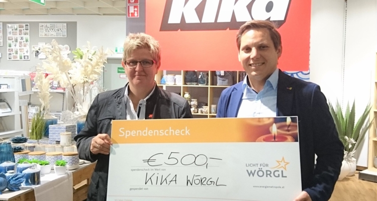 "Licht für Wörgl": KIKA spendet Euro 500.- "Licht für Wörgl": KIKA spendet Euro 500.-