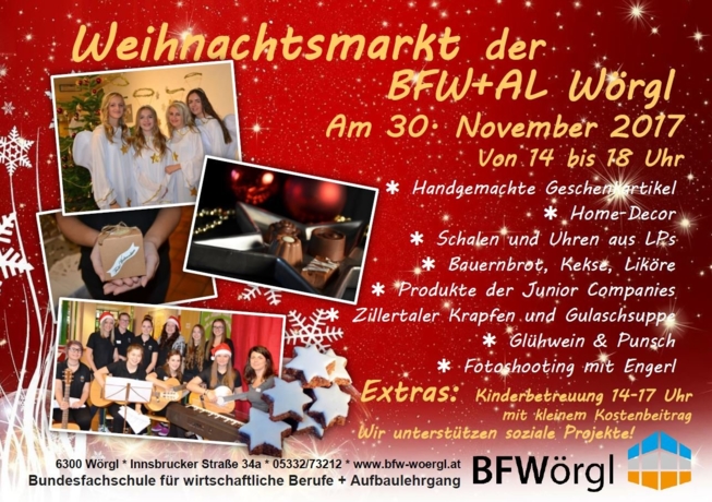 Wintermarkt der besonderen Art an der Bundesfachschule mit Aufbaulehrgang Wörgl Wintermarkt der besonderen Art an der Bundesfachschule mit Aufbaulehrgang Wörgl