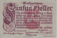 Wörgler Notgeldschein 50 Heller vorne